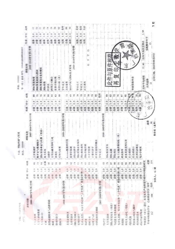 成绩单公证书样本